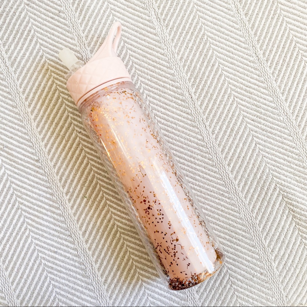 Apana Gold Pink Glitter Water Bottle